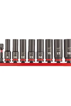 Milwaukee Set de 9 Douilles longues Shockwave Impact Duty 3/8" avec support pour Boulonneuse (4932480455) Promotion Saisonnière