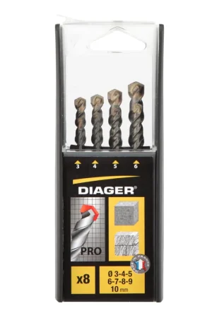 Diager Coffret de x8 Forets Béton 2 Taillants (299B) Top Vente