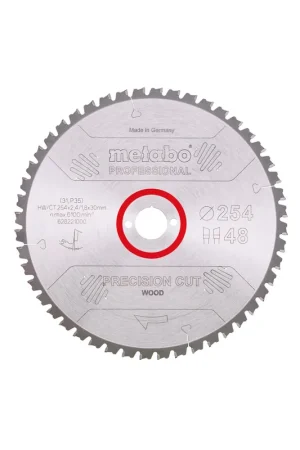 Bon Plan Metabo Lame de Scie Circulaire ø254x30x2.4 48Dts Bois Precision Cut Professional (628221000)