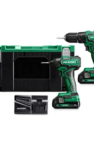 Quantité Limitée Hikoki KC18DDWGZ Pack 2 machines perceuse DV18DD & visseuse WH18DD 18V 2x2.0 Ah avec coffret Hit-case