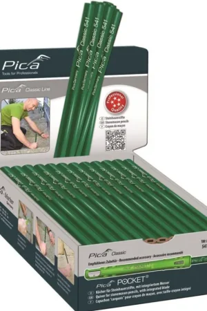 Seulement Aujourd'hui Pica Classic 541 Boite de 100 crayons de maçon, ovale, vert, 24cm 541/24-100