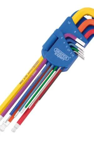 Draper Jeu de 9 clés hexagonales extra longues colorées métriques TX-STAR (D66134) Satisfait Ou Remboursé