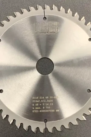Lame circulaire carbure BOIS - Ø216 x 30mm - 48 Dents négatives - Ep 2,8/2,0 - AKE Offre Spéciale