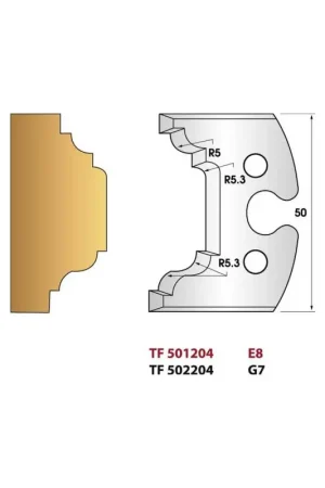 Remise Jeu de 2 fers de toupie hauteur 50mm n°204 - PROFILAGE PETIT BOIS