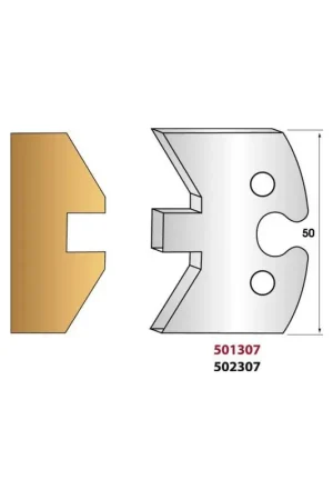 Acheter Direct Jeu de 2 fers de toupie hauteur 50mm n°307 - ASSEMBLAGE RAINURE LANGUETTE MADRIER SIMPLE FEMELLE
