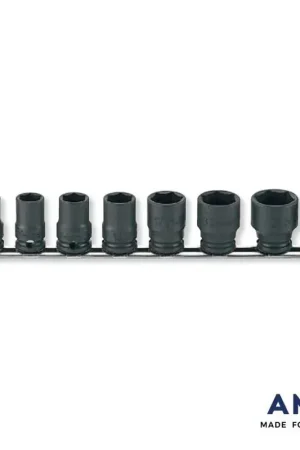 Certifié Jeu 9 douilles impact 3/8" 6 pans métriques sur rail