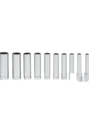 Bon Marché Jeu 10 douilles 1/4" longues 12 pans 3/16" à 9/16"