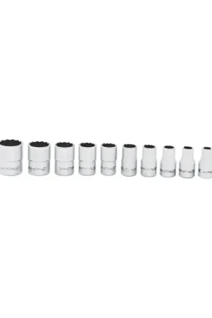 Jeu 10 douilles 1/4" 12 pans 3/16" à 9/16" Nouvelle Collection