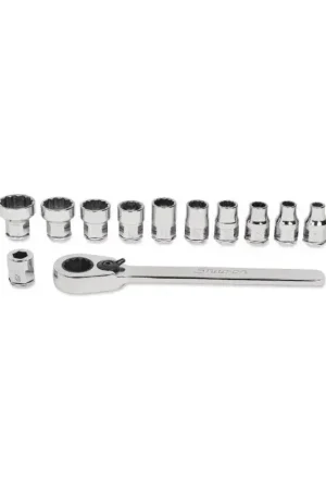 Produit De Marque Jeu de 12 douilles profilées 12 pans 1/4" avec cliquet (3/16" à 9/16")