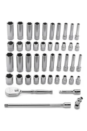 Authentique Jeu de 44 pièces avec douilles, cliquet et rallonges 1/4"