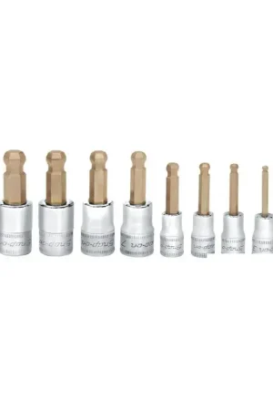 Jeu de 6 douilles tournevis 1/4" + 3/8" HEX sphérique métrique Satisfait Ou Remboursé