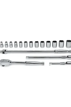 Jeu 17 pièces douilles + accessoires 1/2" de 3/8" à 1.1/8" - 6 pans Acheter Direct